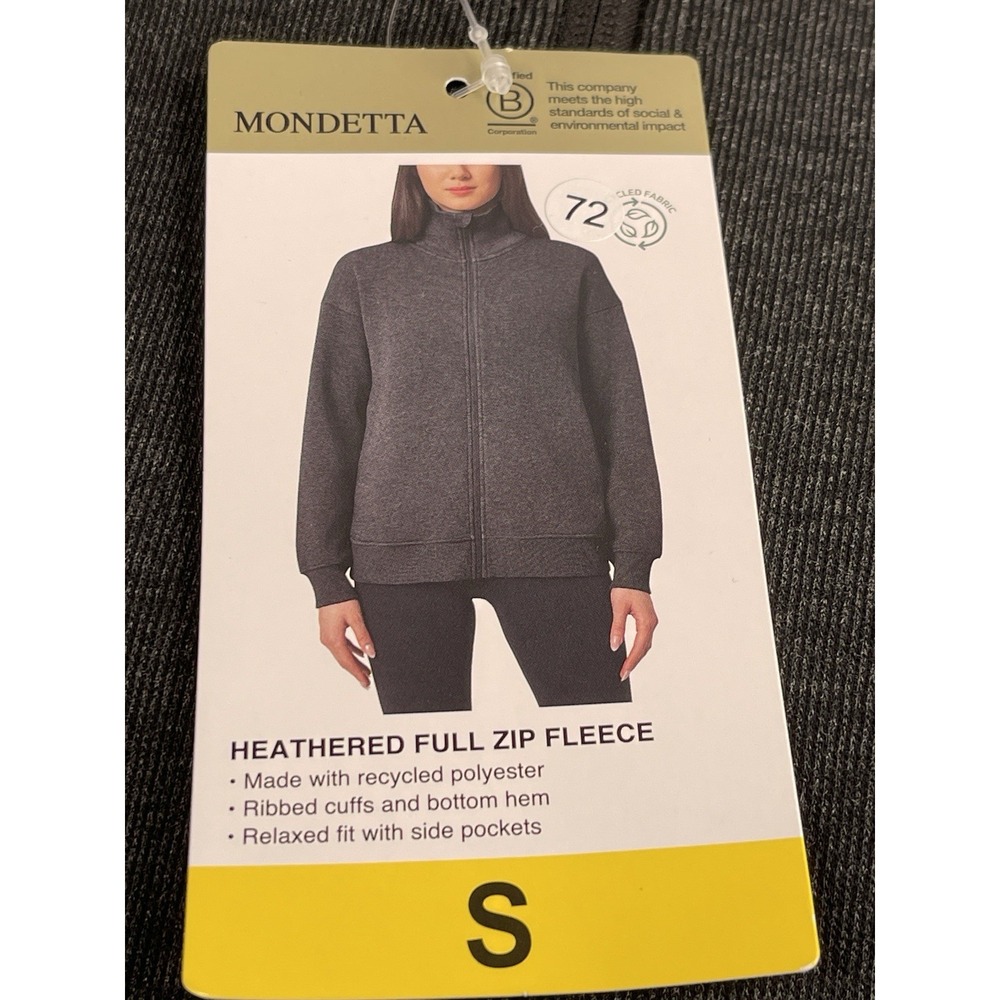 Mondetta Women's Heathered Full-Zip Fleece Jacket, Heather Gray, Size S